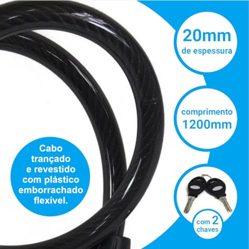 Cadeado Cabo Aço Trava Estepe Ranger Hilux L200 Frontier S10