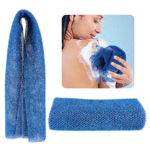 COMNICO Spugna da bagno africana a rete lunga, esfoliante per il corpo e la doccia, scrubber per la schiena piatta, scrub per il cuoio capelluto e la rimozione della pelle morta, per uomini e donne