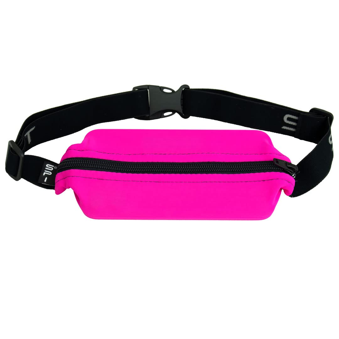 SPIbelt Original Pocket Running Belt for Women Men, Phone Holder for Running, Running Fanny Pack, Holder for Phone, No Bounce Running Waist Pack, Expandable, Adjustable., Fuchsia with Black Zipper