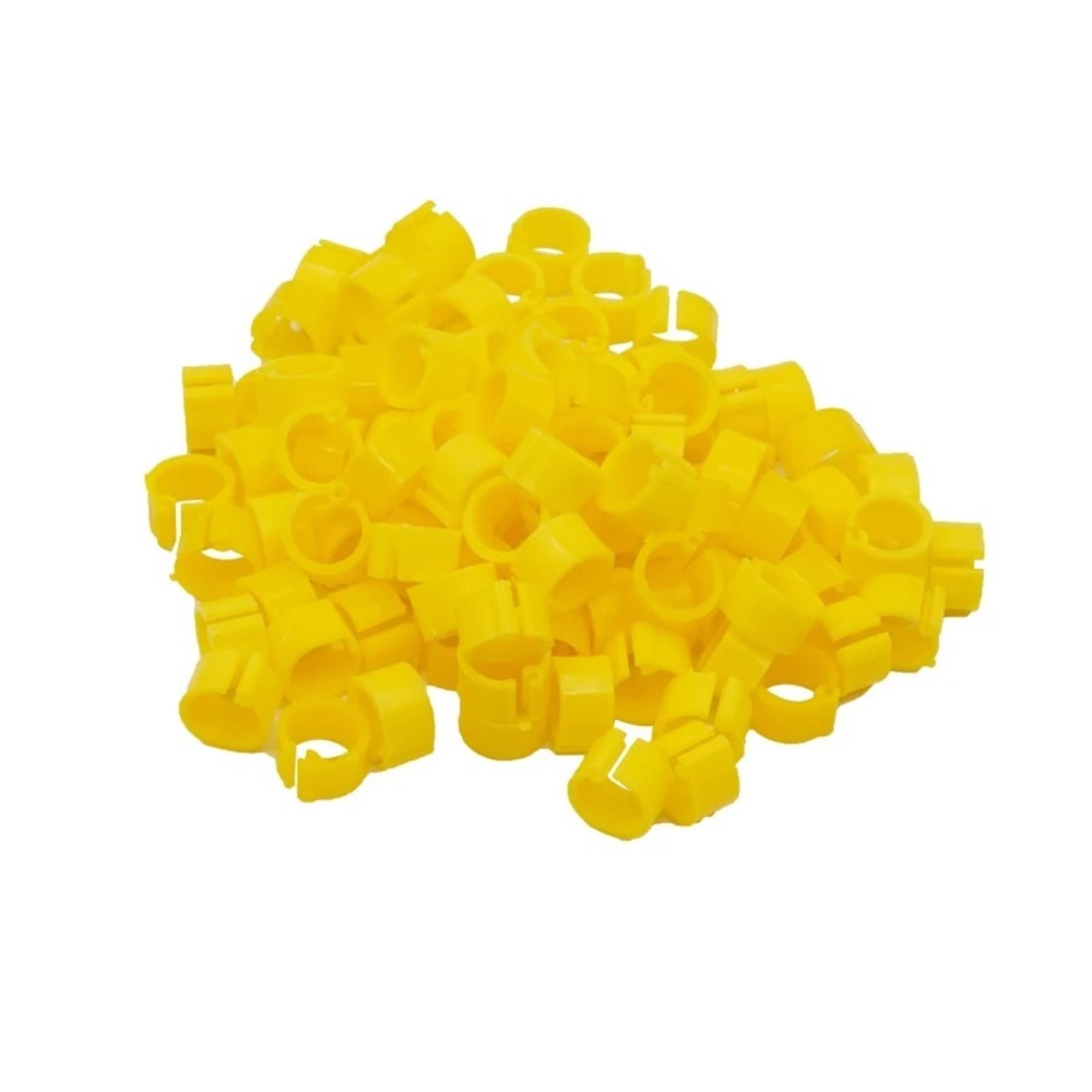 100Pcs Plastic Clip Bird Foot Rings,Compatible Pigeon Quail Farm Bird Identification Accessories(Yellow no words) — image 1