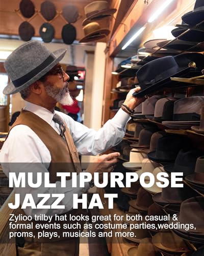 Image of Zylioo Multi Size Fedora Hat for Men Women, Short Brim Felt Trilby Hat | Adjustable Inner Band With Ribbon Trim And Short Brim Style For Dress Wear, Travel, And Daily Outfits