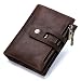 Produktbild Contacts Herren Echtes Leder-Bifold Wallet Doppelreißverschlusstasche Geldbörse (Dunkler Kaffee)