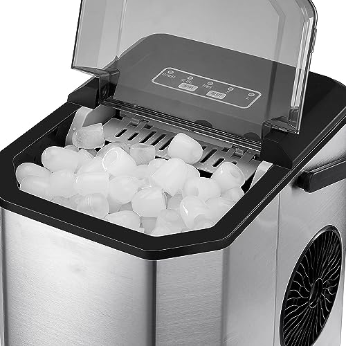 Countertop Ice Maker, ACONEE Ice Machine 26LBs/24H, 9 Ice Cubes Ready in 6 Mins, Portable Ice Maker Machine Self-Cleaning, Bullet Nugget Pellet Ice with Ice Scoop Basket, Smart Ice Full Indicator - Thumbnail 7
