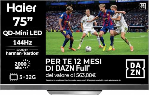 Haier Smart TV 75" QD-Mini LED 4K UHD, Google TV, Gaming 144Hz, HDR10