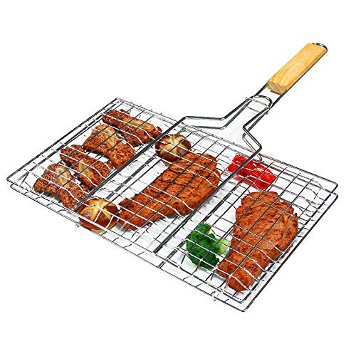 Zawaadi LARGE BBQ MEAT BURGER FISH LONG HANDLE HOLDER GRILL RACK ...