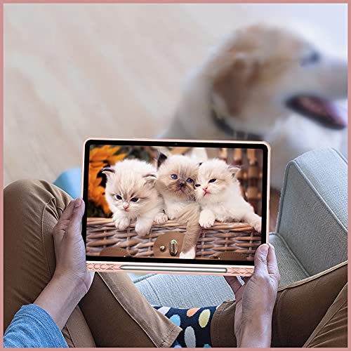 Fintie Hybrid Slim Case For Samsung Galaxy Tab S8/Tab S7 11 Inch (Model Sm-X700/X706/T870/T875/T878) With S Pen Holder, Shockproof Cover With Clear Transparent Back Shell, Rose Gold #TOP7
