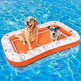 Inflatable Dog Pool Float, Dog Float Raft for Pool Lake River, Up to 220LB Dogs Floatie Boat Pet Float for Large Medium Small Dogs
