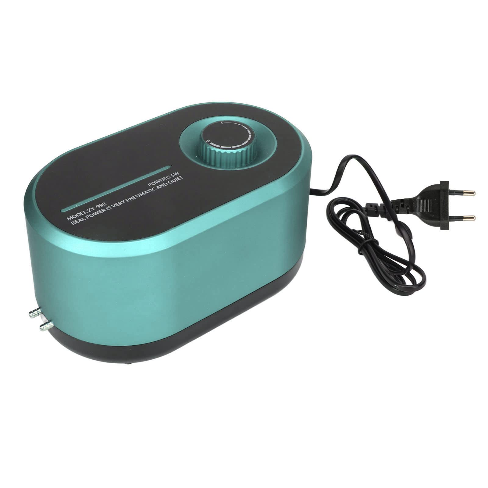 Bomba de Aire para Acuario, 5,5 W, Suficientes Burbujas, Fuente de Alimentación de CA, Salida Doble, Bomba de Oxígeno para Tanque de Peces, Silenciosa con 4 Piedras de Aire,
