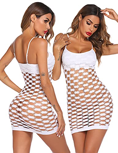 Avidlove Damen Sexy Dessous Negligee Mesh Kleid Hollow Out Nachthkleid Chemise Babydoll Fischernetzt Minikleid One Size… – Bild 3