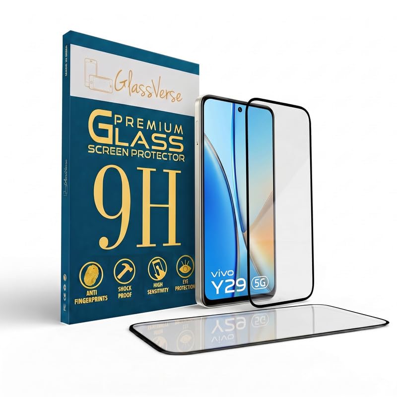 Image of GlassVerse 9H Tempered Glass For Vivo Y29 5G (PACK OF 1) with Free Installation Kit Full screen Coverage - 6.68 inch