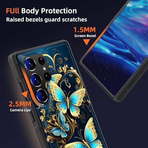 GFEWYTJYJ for Galaxy S26 Ultra Case,[10 FT Military Grade Drop Protection] Non-Slip Heavy Duty Shockproof Phone Case for Samsung Galaxy S26 Ultra 6.9 inch 2026,Beautiful Butterflies - image 4