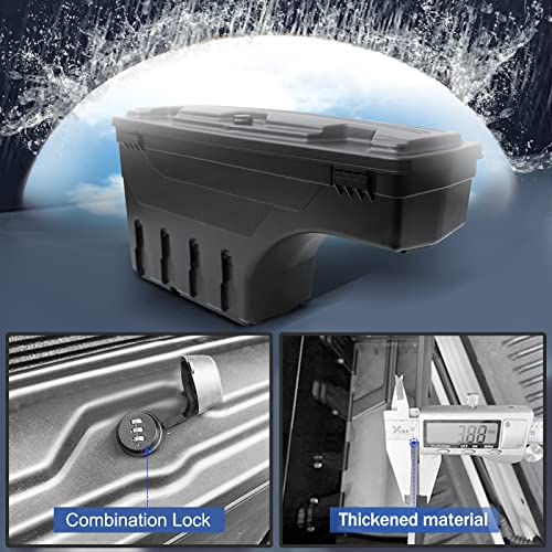 Aomsazto Lockable Truck Bed Storage Toolbox Fit For Dodge Ram 1500/2500/3500 2002-2020, Rear Swing Case Box Wheel Well Tool Box Lockable Storage Case(Driver Side, Black) #TOP5