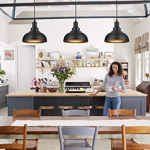 Mgloyht 2Pcs Pendant Lights, Metal Vintage Farmhouse Ceiling Lamp, Hanging Light Fixtures With E26 Base, Industrial Black Pendant Lighting For Hallway Kitchen Island Dining Room Living Room #TOP3