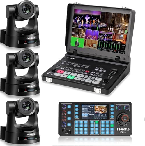 FoMaKo 20x Optical Zoom PTZ Camera HDMI, AI Auto-Tracking Gen 3,for Church Worship Services and University Graduation Ceremonies Live Streaming and Live Production,PTZ Bundle(FMK20SDIX3+M5+KC608N)