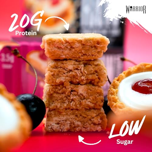 Warrior Raw Protein Bars – 20g Protein Per Bar – High Protein Snack Bars Multipack (12 or 24 Bars, 75g Each) – Low Sugar, High Fibre Breakfast & Meal Replacement Bar – Cherry Bakewell Flapjack - Image 4
