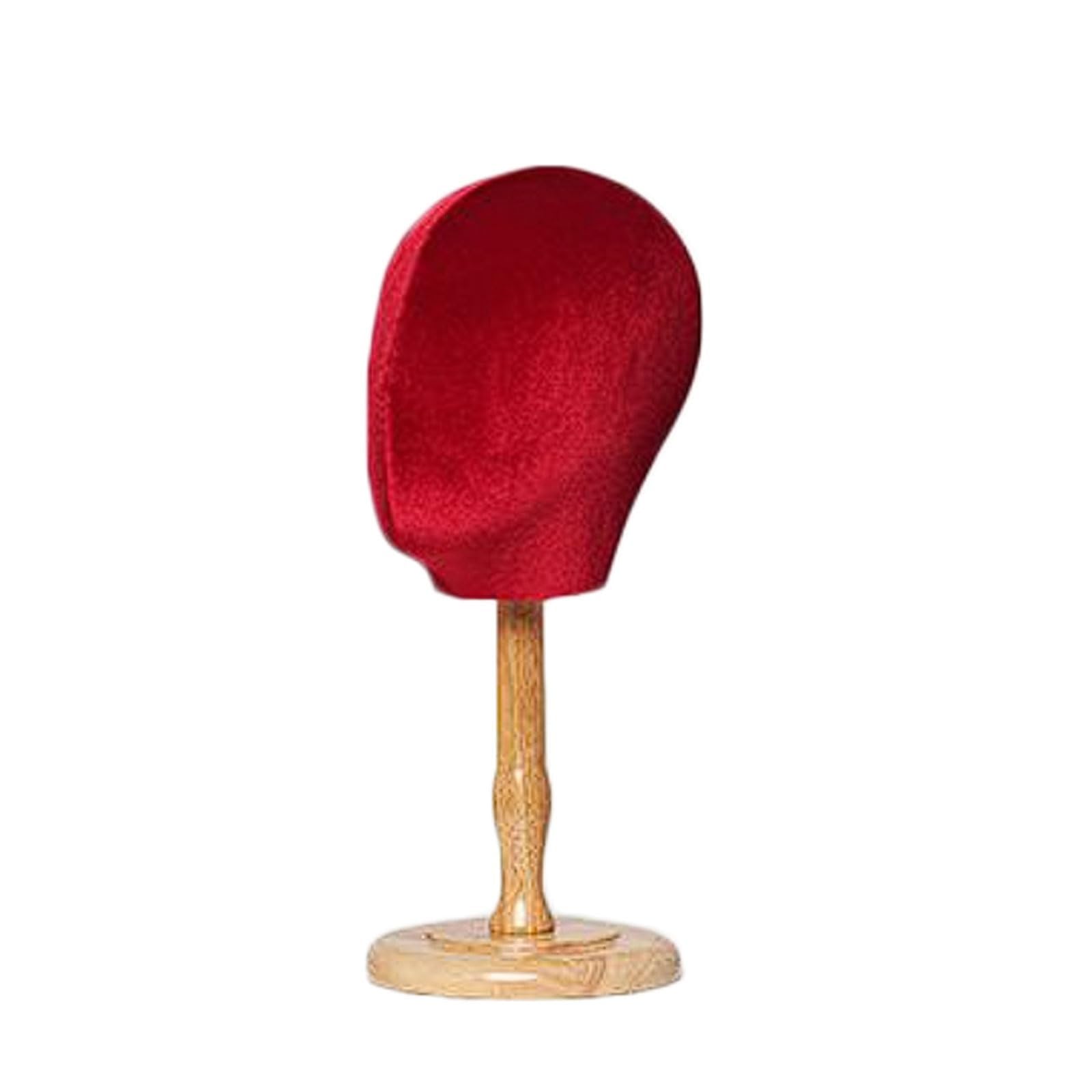 WxuuLTGJR Store Jewelry Display Stand with Wooden Base Jewelry Easel Holder Hat Tower Organizer Fabric Mannequin Head for Wig and Scarf(Rot,43 * 54cm)