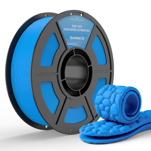 Image of iSANMATE TPU 85A Filament 1.75mm, Blue TPU Flexible Filament 85A, 1kg | iSANMATE Filament; Soft Flexible TPU HF; Compatable with Bambu Lab & most FDM 3D Printers; 1kg /2.2lbs; 50-80mm /s