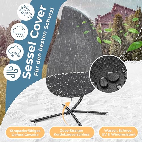 KESSER® Hängesessel Jungle mit Gestell Stahl Hängekorb Sessel Großen Kissen + Decken Halterung + Cover Hängeschaukel Hängesitz Indoor - Outdoor Schaukel Hängestuhl für Kinder und Erwachsene, Anthrazit