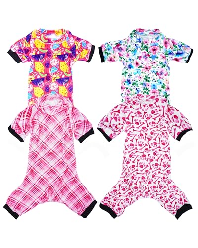 PET SHOW 4 Pack Small Dog Pajamas Cute Paw Bone