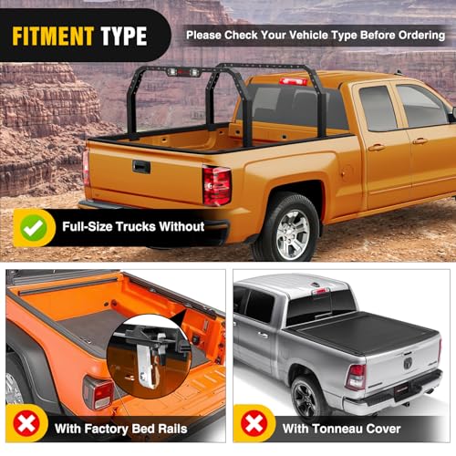 Image of Nilight Adjustable 27-30 inch High Truck Ladder Bed Rack Compatible with Tacoma /Tundra /Ram 1500 / Silverado /Sierra 1500 / F150 / Gladiator JT /Titan /Frontier /Colorado /Canyon /Ranger with 2 LED Lights