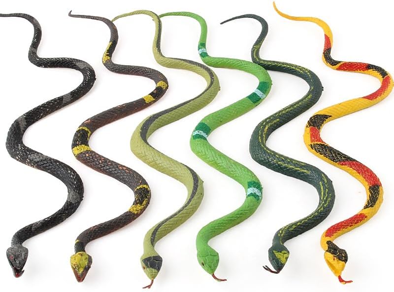 Cooplay 6PCS Fake Snakes Plastic Toy Figures Animals April Fools Christmas Halloween Party Gags Gifts Prank Joke Funny Kit for Adults