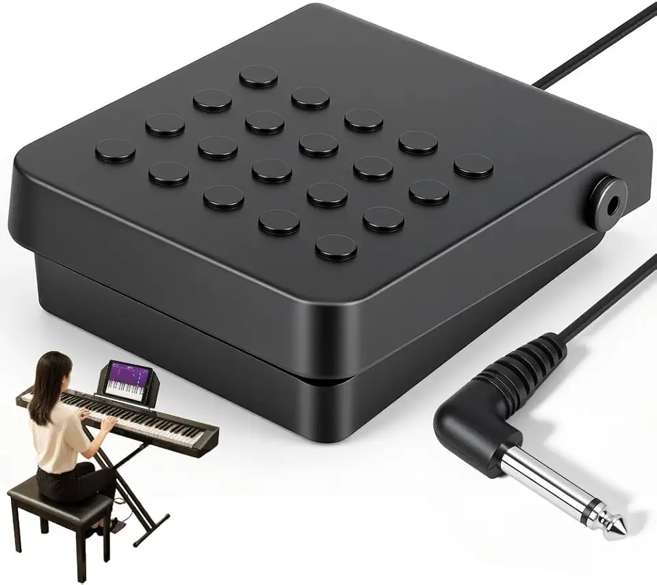 Pedal Sustain Teclado, Pedal, Pedal de Sustentação, Teclado Pedal de Sustentação, Pedal Sustain para Teclados e Pianos, Pedal Sustain Preto, Pedal de Sustentação Estilo Almofada