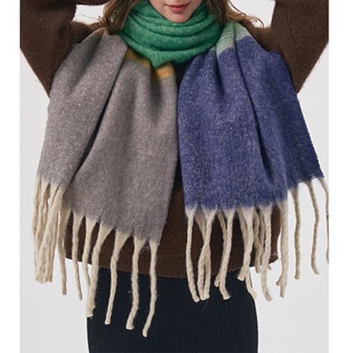 Yoawdats Women Winter Warm Scarf Elegant Three Tone Gradient Tasseled Shawl Wrap Cute Oversized Soft Scarves Fall Gifts2