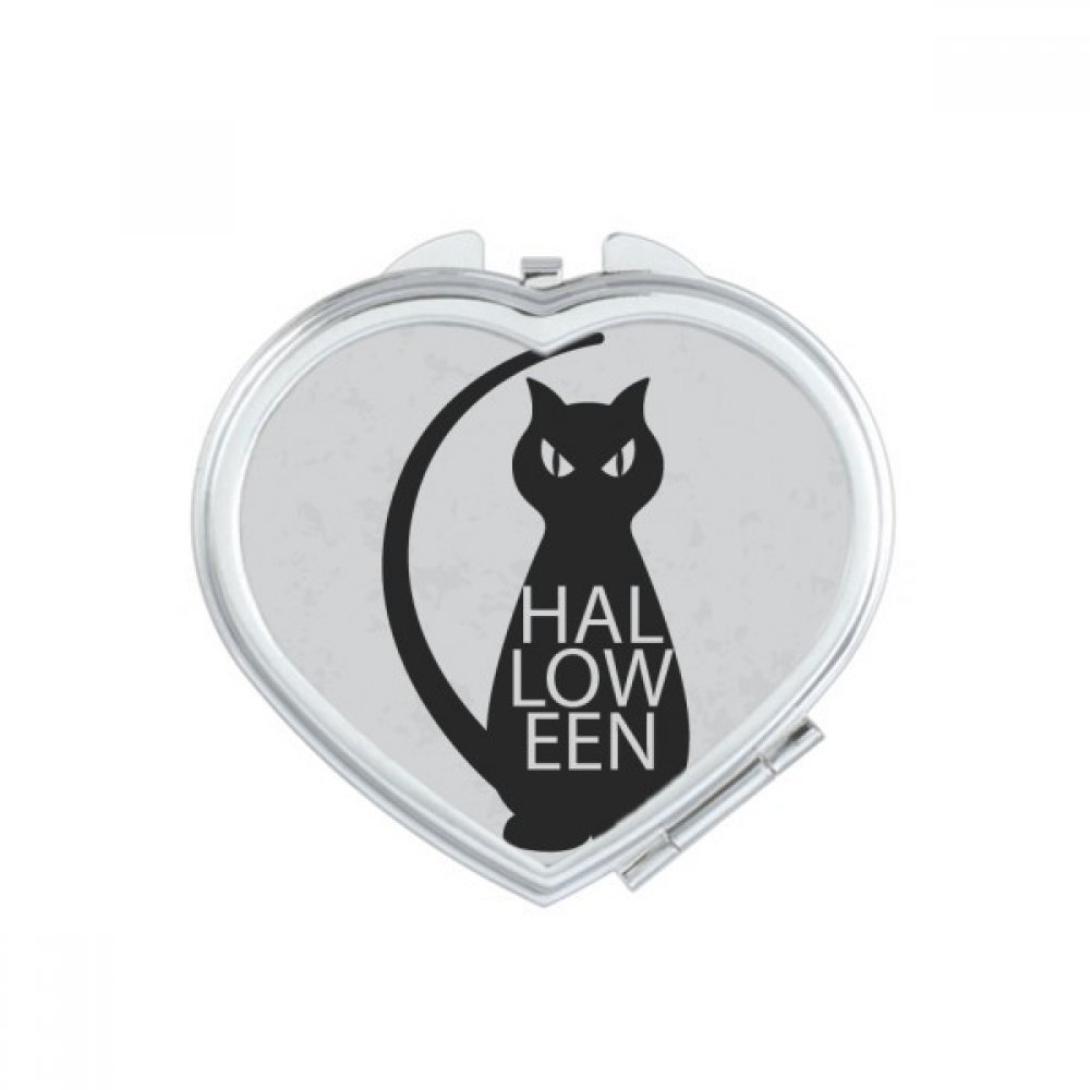 Miroir compact d'Halloween avec crânes et motif de cœur pour le maquillage portable