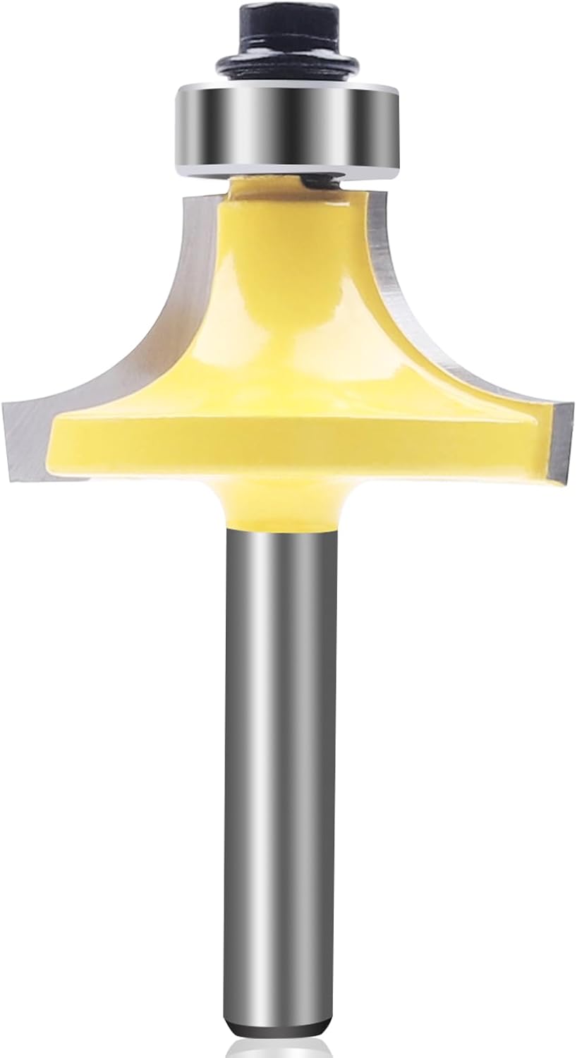 KOWOOD Roundover Router bit 1/4” Shank，7/16” Radius.Carbide Tipped Rounding Over Bit for Edge-Forming Rounding .Ideal for Table, Drawer or Cabinet Edges…