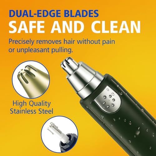 Image of VIFERA 3-in-1 Nose, Ear & Eyebrow Hair Trimmer for Men & Women - Waterproof, Painless Facial Hair Remover with Dual-Edge Blades - Compact, Battery-Operated Grooming Tool (Black) (AA BATTERY INCLUDED)