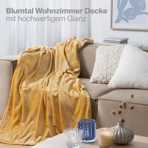 Blumtal Kuscheldecke flauschig - Oeko-TEX zertifizierte Fleecedecke 220x240 cm - Wohndecke 220x240 cm - Decke Couch Wohn- & Kuscheldecke… – Ansicht 6