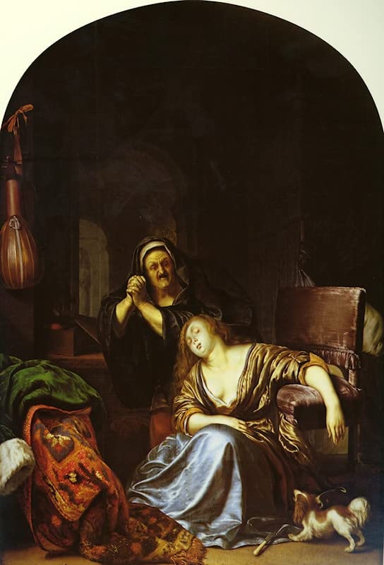 Toile La Mort de Lucrèce 60x90cm pour habiller un mur vide de salon avec une peinture d'art