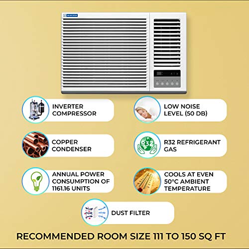 Image of Blue Star 1.5 Ton 5 Star Window AC (Copper, 5W18GBT, White)