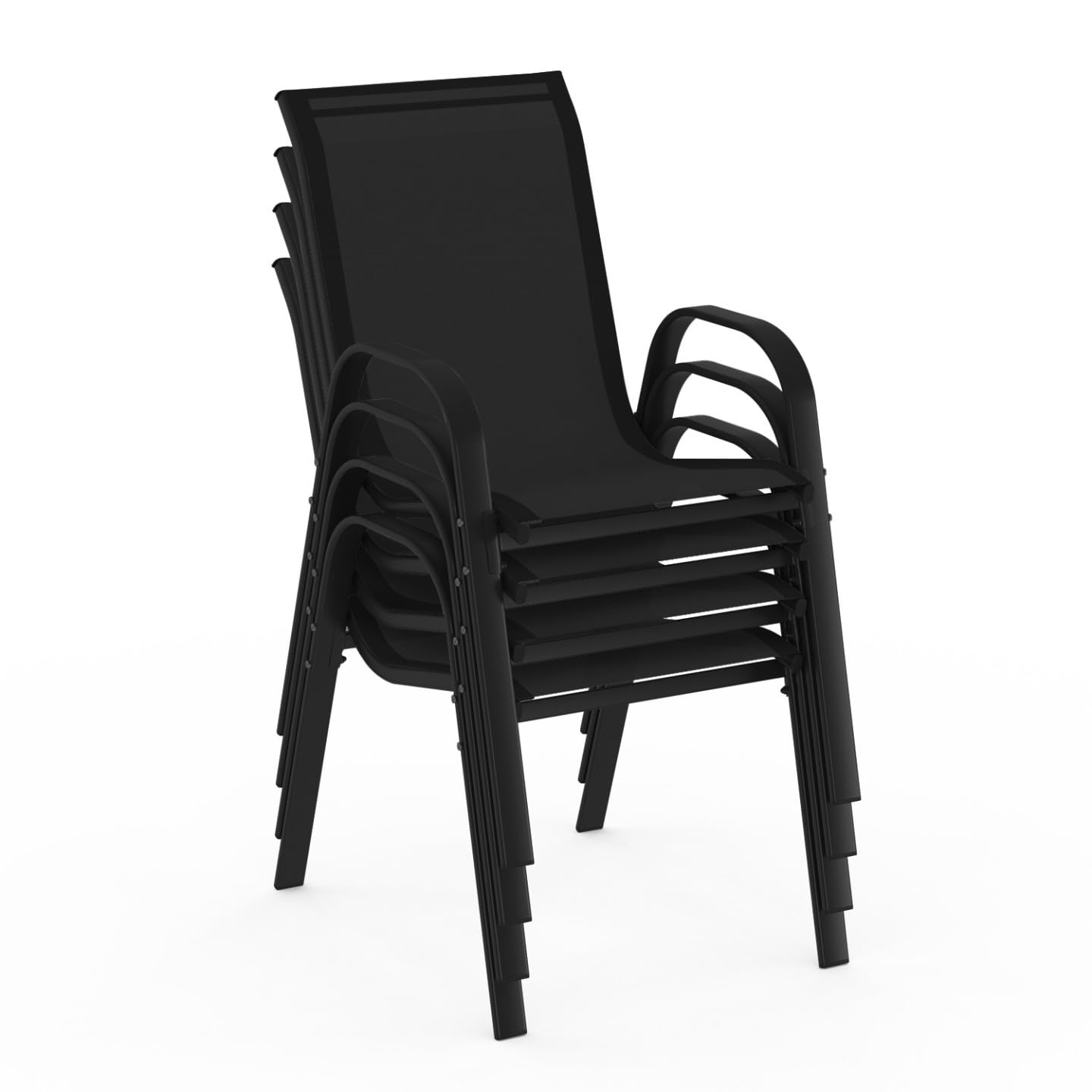 IDMarket - Lot de 4 chaises de Jardin LYMA métal et textilène empilables Noires