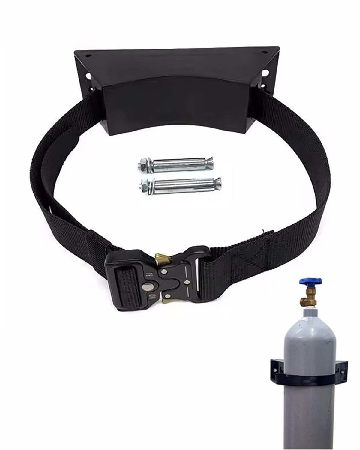 Supporto per bombole, Supporto a Parete per bombole di Ossigeno con Catena di Sicurezza Regolabile, ripiano per bombole medicali con Viti di espansione, Supporto a Parete per bombole di CO2