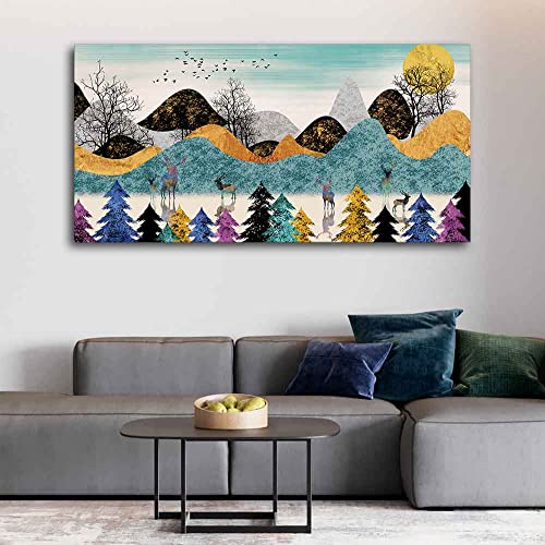 Image of VIBECRAFTS Canvas Paintings for Living Room Drawing Room Modern Art Forest Canvas Wall Painting Fitted With Wooden Frame For Home | Office | Living Room | Gift (PTVCH 2472N)