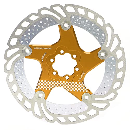 Sangeponiang フローティングアイスローター マウンテンバイク用 203mm ディスクブレーキ 放熱ローター 冷却ディスク 自転車用ブレーキローター 高性能 軽量設計 Enh (金)