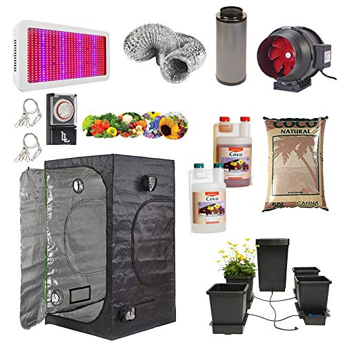 Autopot Complete Grow Tent Kit 4-Pot Self Watering System Canna Coco Growth & Flowering LED Light