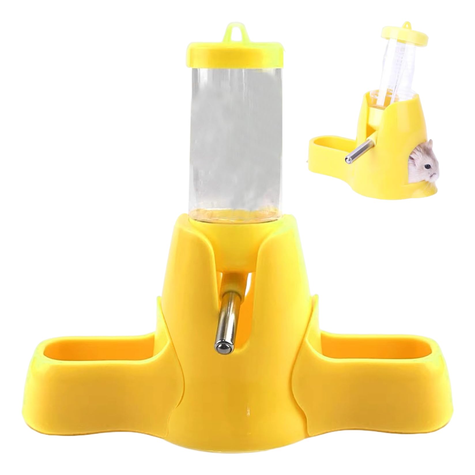 Botella de agua para hámster y dispensador automático de alimentos 2 en 1