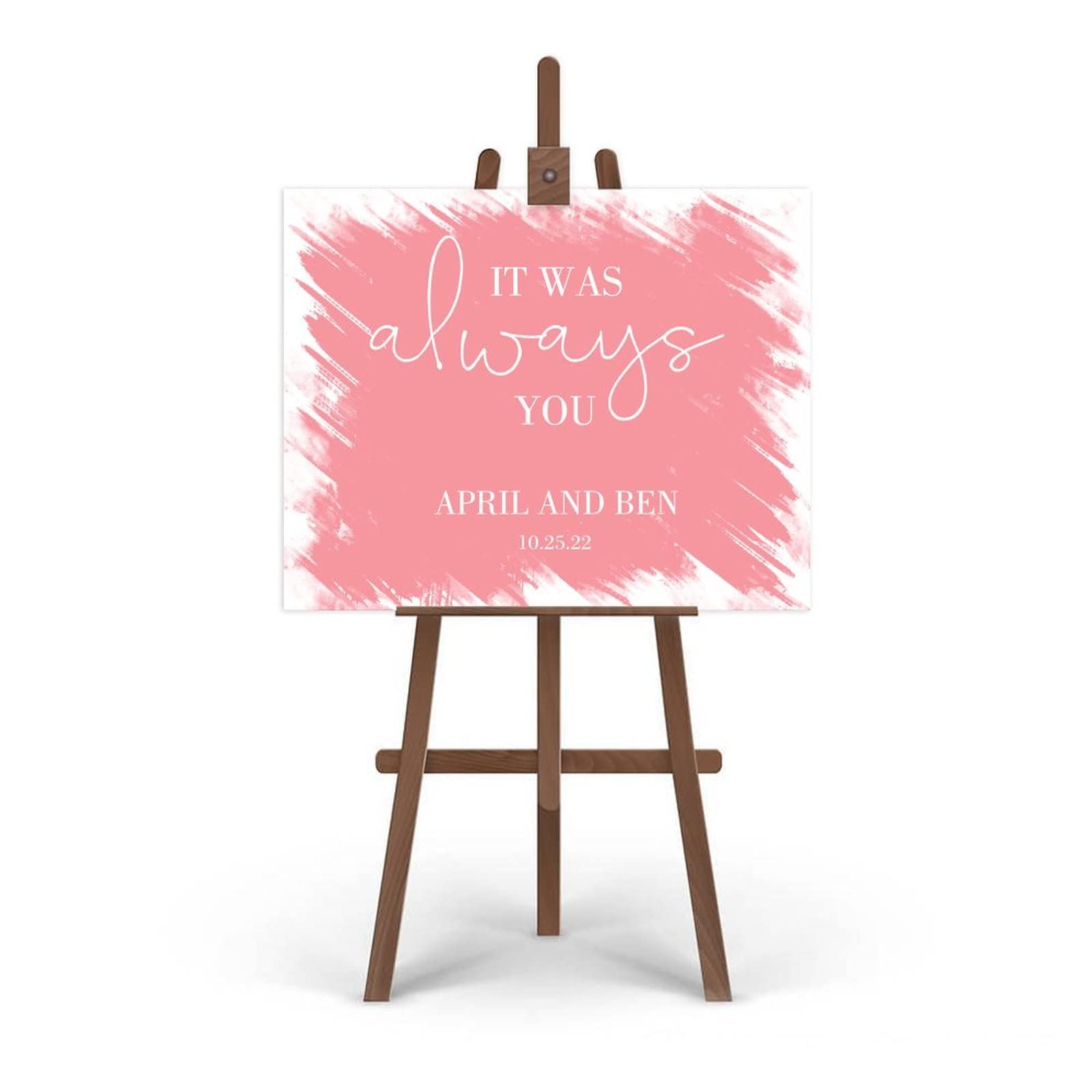 Edytowalny minimalistyczny znak ślubny personalizowany szablon do druku wykonany na zamówienie dowolne imię eleganckie imiona znak ceremonia ślubna 45 x 61 cm