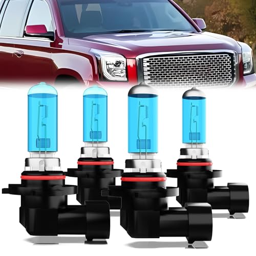 Image of Headlight Bulbs Compatible With GMC Yukon 1993-2006, 9005 High Beam + 9006 Low Beam Halogen Light Bulb Combo, Super Bright 6000K White, Plug and Play, Pack of 4