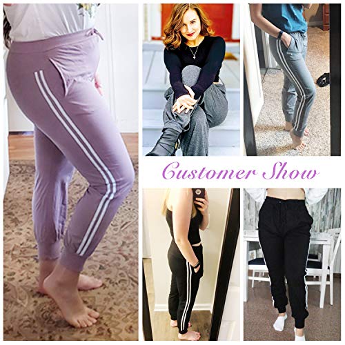 Hawiton Women Active Pants Drawstring Yoga Jogger Workout Sportwear Sweatpants with Pockets Blue