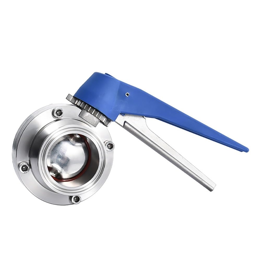 Valvola A Farfalla A Morsetto Triplo 1 Pezzo, Diametro Tubo 19-102mm, Ghiera 50,5-119mm, Con Maniglia A Becco D'anatra Valvola Manuale Sanitaria In Acciaio Inossidabile 304(Plastic Handle,57mm Ferrule