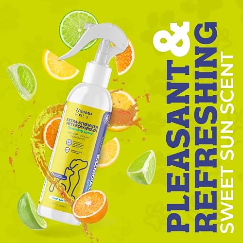 Nuesta Pets Extra Strength Pet Deodorant & Odor Neutralizer | Naturally Derived Quick-Drying Deodorizer Spray For Dogs | Safe On Carpets & Furniture | Pet-Safe & Hypoallergenic | Sweet Sun Scent #TOP5