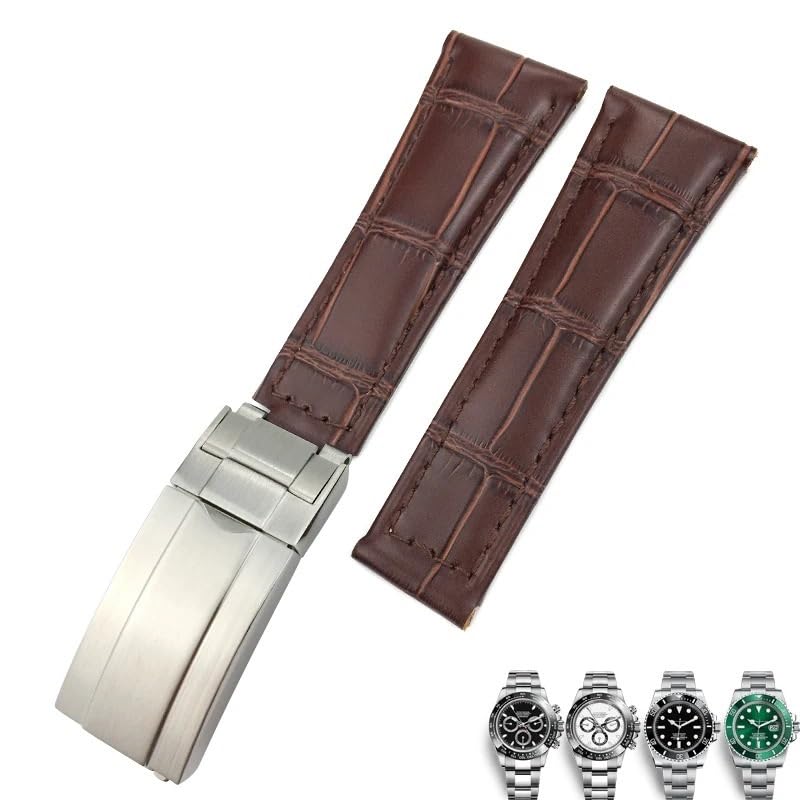 Bracelet montre 20mm cuir véritable alligator pour remplacer le style de votre Rolex