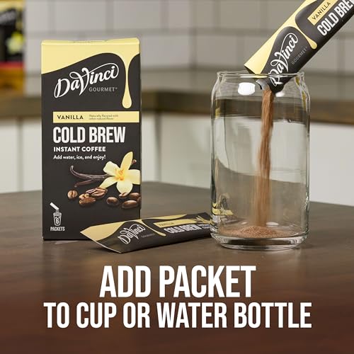 Image of DaVinci Gourmet Vanilla Cold Brew Stick Pack, Instant Coffee Powder, 6 Count (Pack of 8)