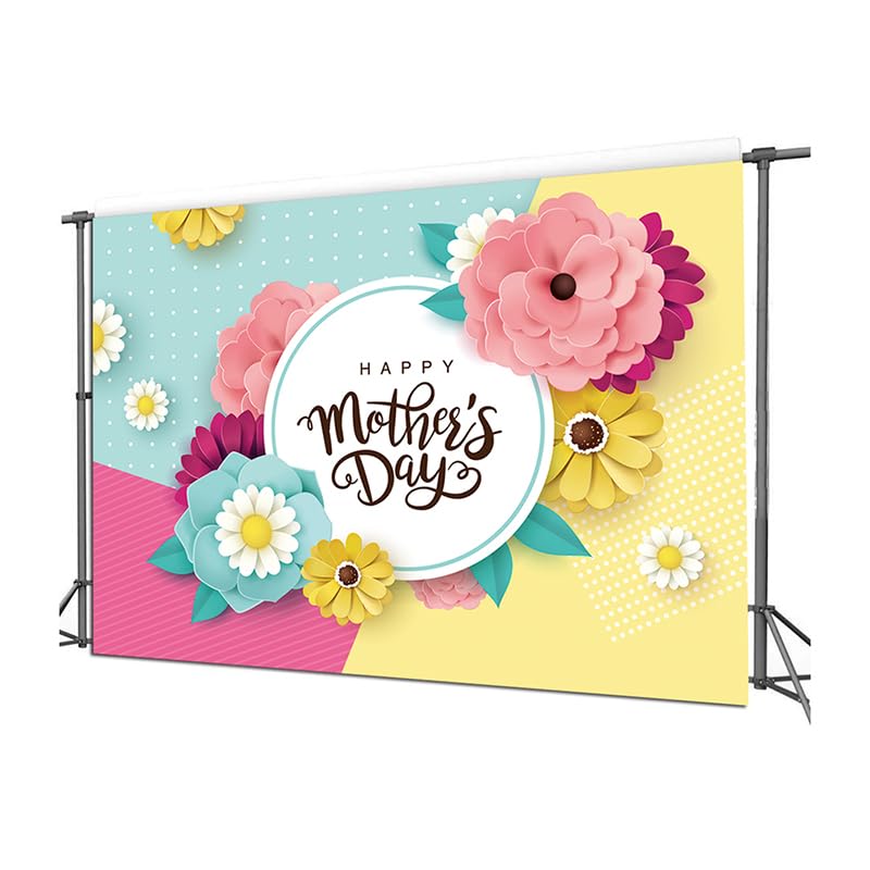 Floral Backdrop Happy Mother's Day Backdrop Burgundy Floral