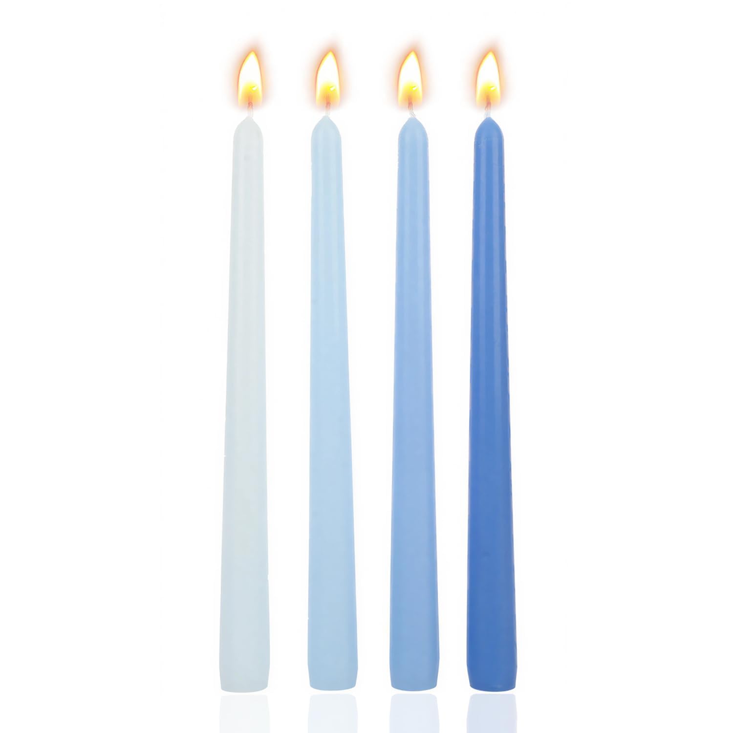 Set of 4 Gradient Blue Taper Candles, 10'' Unscented for Candlesticks