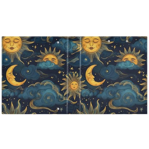 Image of Moon Sun Galaxy Astrology 3 Ring Binder with 2 Interior Pockets 1.5 inch Binders 3 Ring Heavy Duty Fit 8.5 inch x 11 inch Letter Size for Office School, 2 Pack
