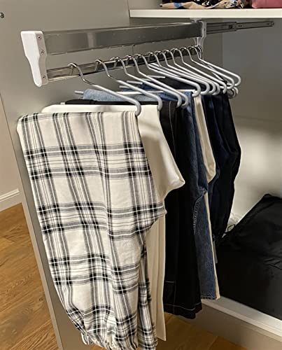 Tringle à vêtements Extensible 30-80cm - Cintre chromé - Tringle de Placard coulissante avec capacité de Charge de 34 kg - Tringle de Garde-Robe réglable pour Pantalon Manteau Cover